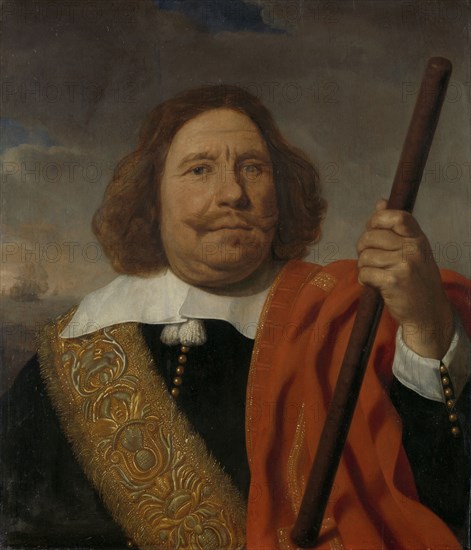 Portrait of Egbert Meeuwsz Cortenaer, Lieutenant-Admiral of the Meuse, Bartholomeus van der Helst, c. 1660