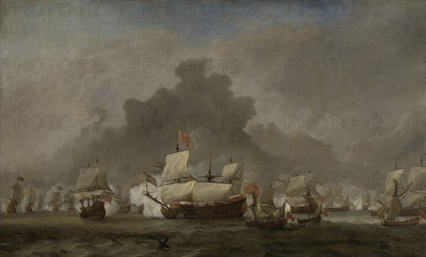 Naval Battle between Michiel Adriaensz de Ruyter and the Duke of York on the Royal Prince during the Battle of Solebay, 7 June 1672, Willem van de Velde (II), 1691