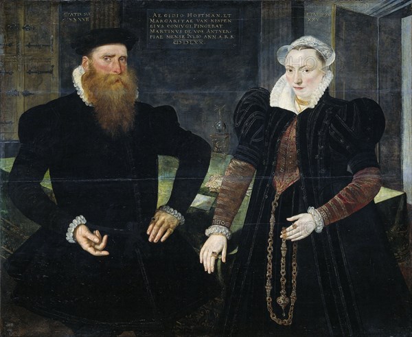 Portrait of Gillis Hooftman, Shipowner, and his Wife Margaretha van Nispen (Gilles van Eichelenberg, called Hoffman), Maerten de Vos, 1570
