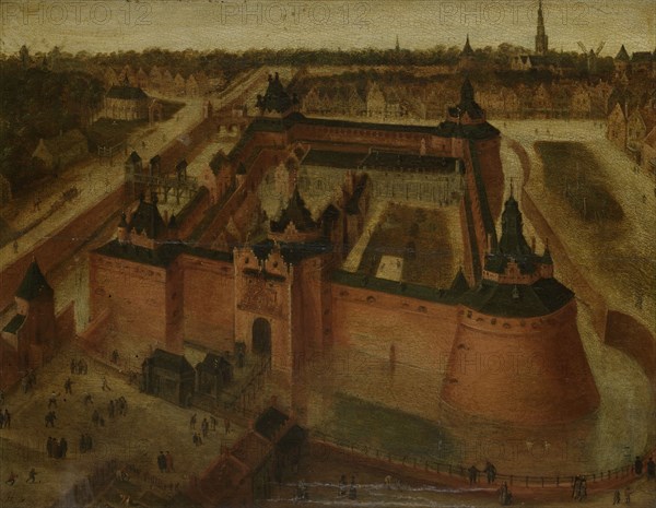 Bird's-eye View of the Vredenburg (Vredeborch) Castle in Utrecht, The Netherlands, Anonymous, c. 1550 - c. 1599