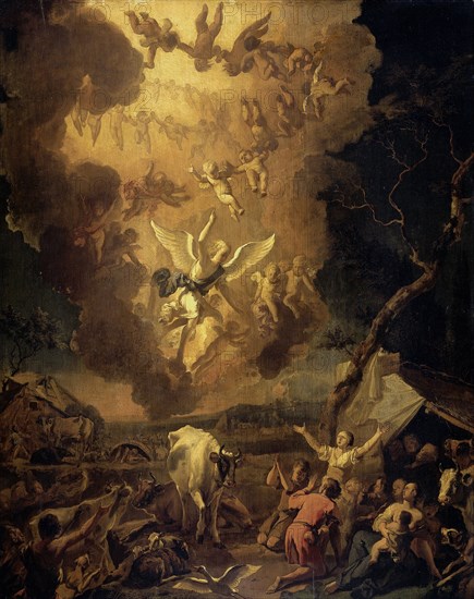 Annunciation to the Shepherds, Abraham DaniÃ«lsz. Hondius, 1663