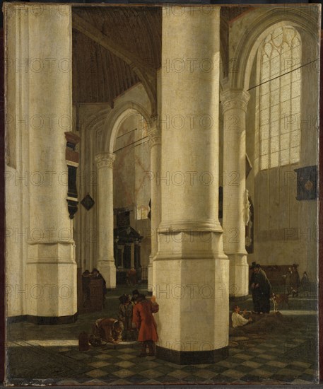 Interior of the Oude Kerk, Delft, with the Mausoleum of Pieter Pietersz Hein, Lieutenant-Admiral of Holland, The Netherlands, attributed to Hendrick Cornelisz. van Vliet, 1640 - 1660