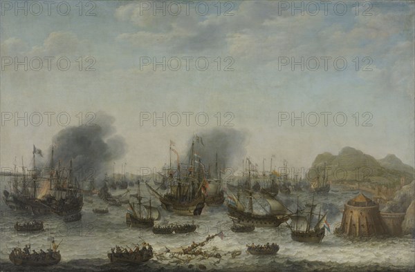 Sea-fight near Gibraltar, 25 April 1607 (Victory over the Spanish near Gibraltar by a Fleet Commanded by Admiral Jacob van Heemskerck), Adam Willaerts, 1639