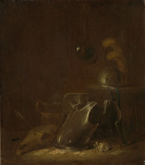 Still life with implements of war, Jan Jansz. Buesem, 1625 - 1649