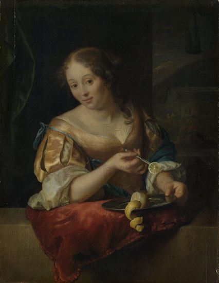 Young Woman with Lemon, Godfried Schalcken, 1685 - 1690