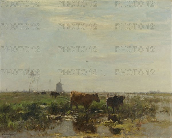 Meadow with Cows by the Water, Willem Maris, 1880 - 1904