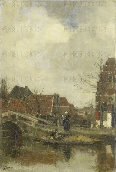 Old small neighborhood on the water, Jacob Maris, 1883