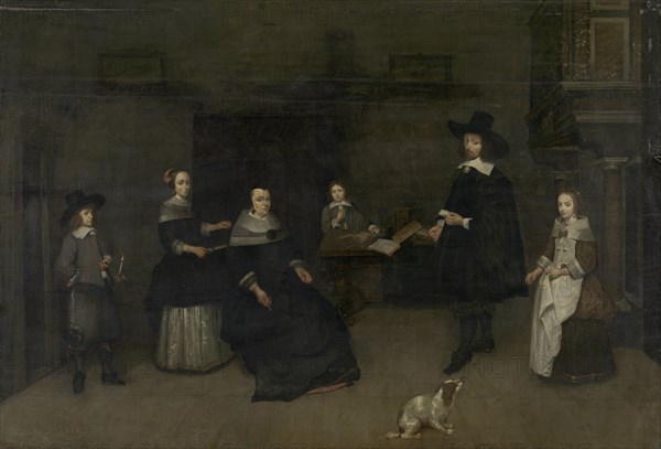 Family scene, attributed to Caspar Netscher, 1649 - 1684