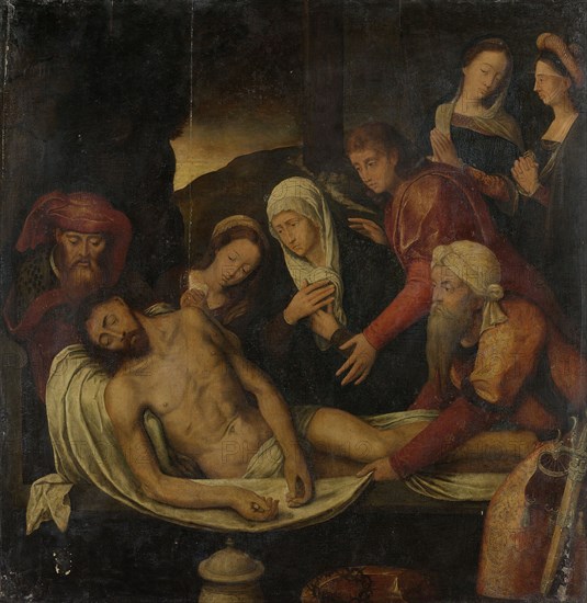 Entombment of Christ with Joseph of Arimathea and Nicodemus, Mary Magdalene, the Virgin and Saint John the Evangelist, Anonymous, c. 1550 - c. 1600