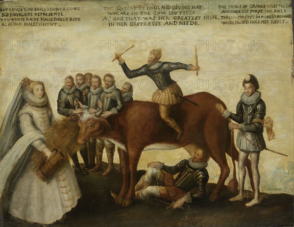 The Dairy Cow, The Dutch Provinces, Revolting against the Spanish King Philip II, Are Led by Prince William of Orange, The States General Entreat Queen Elizabeth I for Aid, Anonymous, c. 1633 - c. 1639
