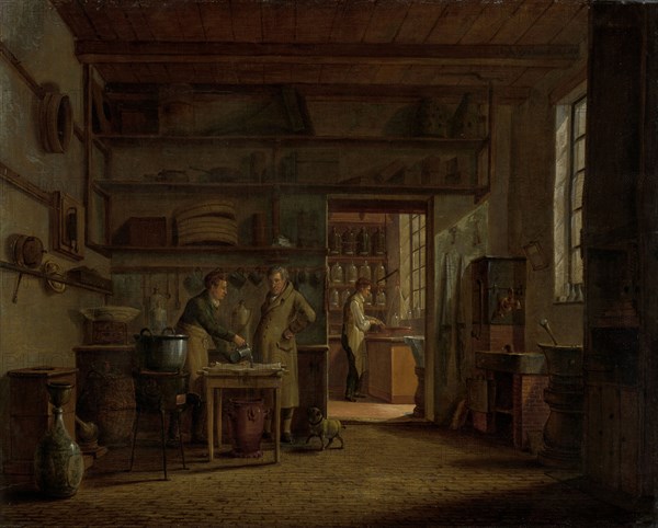 Interior of the Laboratory of the Apothecary A. d'Ailly, Johannes Jelgerhuis, 1818