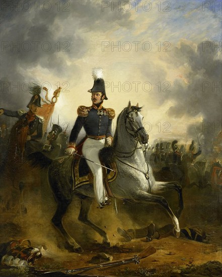 Lieutenant-General Frederik Knotzer in the Battle of Houthalen, during the 10 Days' Campaign, 1831, Nicolaas Pieneman, 1834