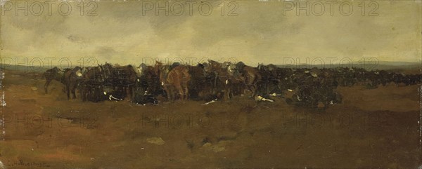Resting cavalry, George Hendrik Breitner, 1880 - 1890