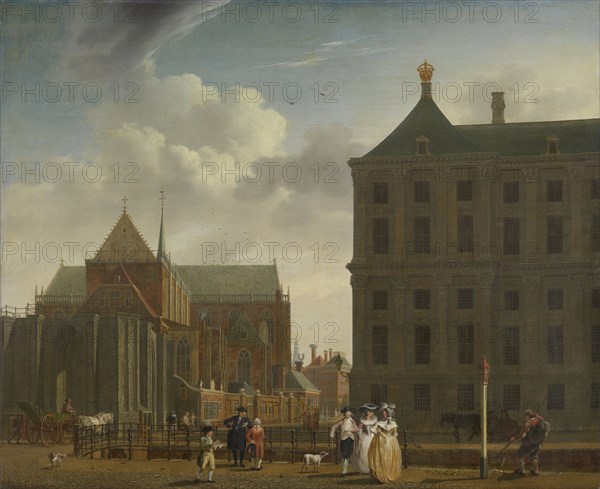 The Nieuwe Kerk and the Town Hall on the Dam in Amsterdam, The Netherlands, Isaac Ouwater, c. 1780 - c. 1790