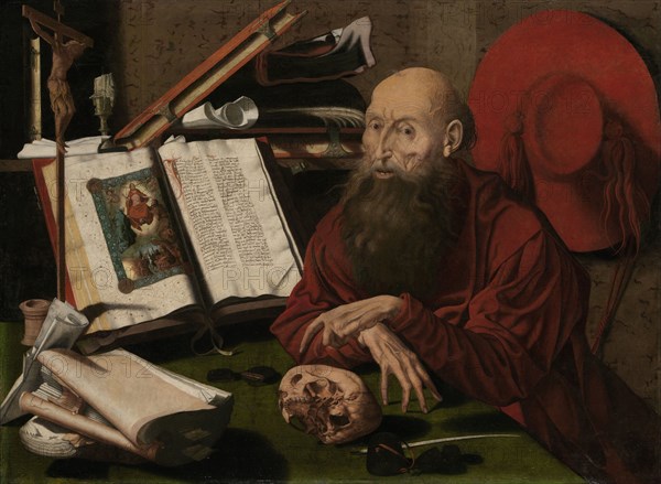 St Jerome in his study, attributed to Marinus van Reymerswale, c. 1535 - c. 1545