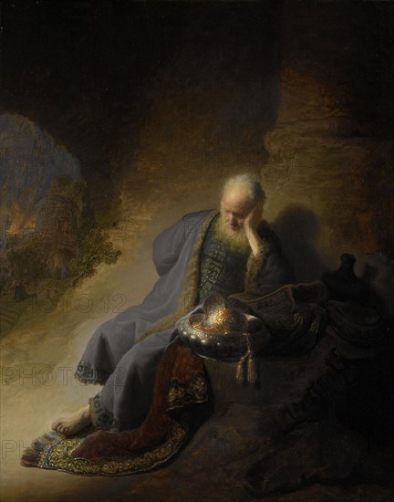 Jeremiah Lamenting the Destruction of Jerusalem, Rembrandt Harmensz. van Rijn, 1630