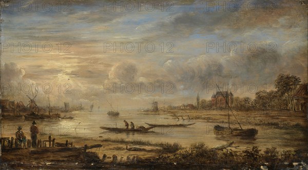 River view at sunrise, manner of Aert van der Neer, c. 1630 - c. 1750