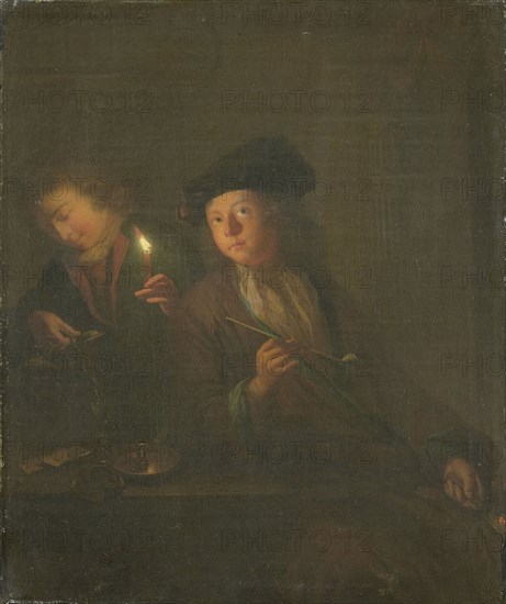 The Smoker (A Man with a Pipe and a Man Pouring a Beverage into a Glass), attributed to Godfried Schalcken, 1690 - 1706