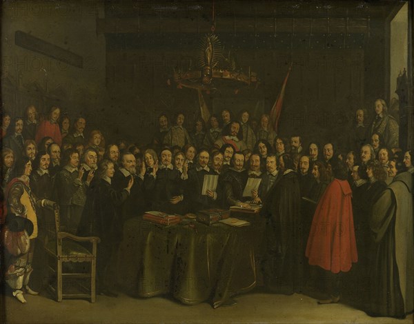 Ratification of the Treaty of MÃ¼nster, 15 May 1648 (Conclusion of the Peace Negotiations between Spain and the United Netherlands in MÃ¼nster Town Hall), copy after Gerard ter Borch (II), 1648 - 1670