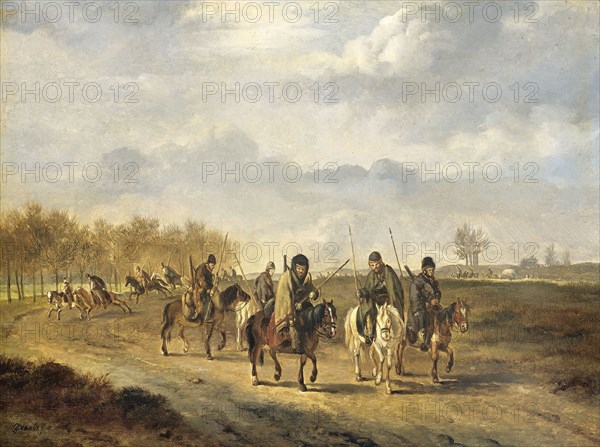 Cossacks on a country Road near Bergen in North Holland, 1813, Pieter Gerardus van Os, 1813 - 1815