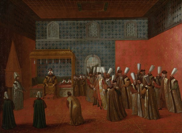 Ambassador Cornelis Calkoen at his Audience with Sultan Ahmed III, Jean Baptiste Vanmour, c. 1727 - c. 1730