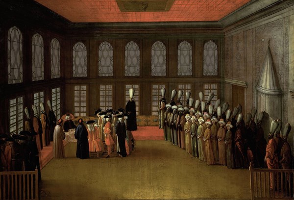 An Ambassador's Audience with the Grand Vizier in his Yali on the Bosporus (Ambassador Cornelis Calkoen, 12 August 1727), Anonymous, 1700 - 1800