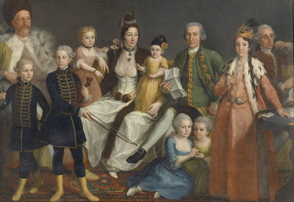 Portrait of David George van Lennep, Chief Merchant of the Dutch Factory at Smyrna (Izmir) and his Wife and Children, attributed to Antoine de Favray, 1769 - 1771