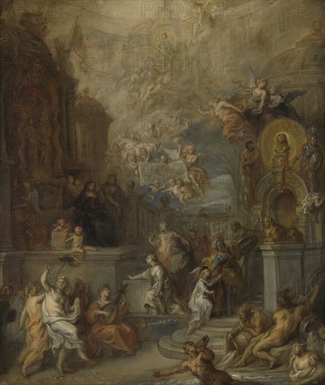 Allegory of the Farewell of William III from Amalia van Solms following the transfer of Regency to the States General, Theodoor van Thulden, 1661