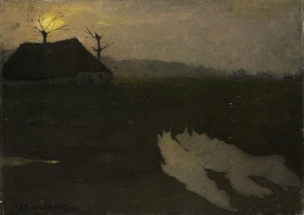 Evening landscape with moon, 1891, Richard Roland Holst, 1891