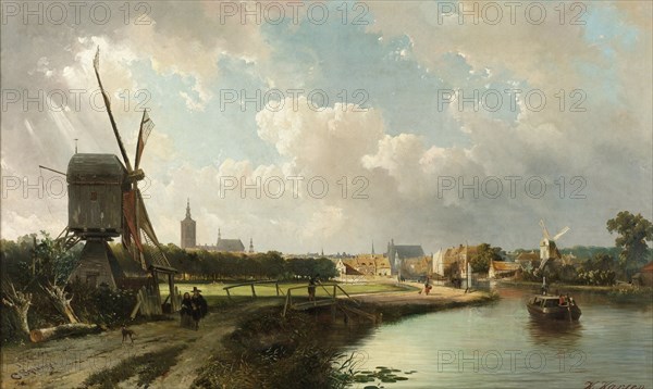 View of The Hague from the Canal called the Delftsche Vaart in the 17th Century, Cornelis Springer, Kasparus Karsen, 1852