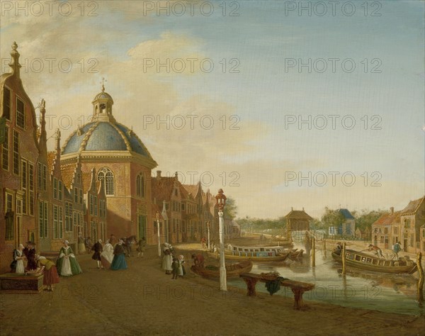 The Docking Basin in the Barge Canal in Leidschendam, The Netherlands, Paulus Constantijn la Fargue, 1756