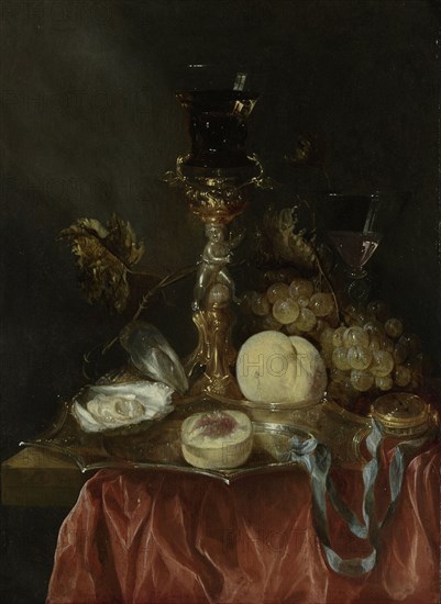 Still Life with Silver-gilt Bekerschroef with Roemer, Abraham Hendricksz. van Beyeren, 1640 - 1670