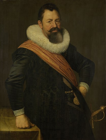 Portrait of Jochem Hendricksz. Swartenhont, Lieutenant-Admiral of Holland, Husband of Elisabeth Bas, Nicolaes Eliasz. Pickenoy, 1627