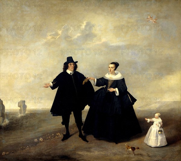Portrait of a Married Couple with Child, Members of the Beresteyn Family, Anonymous, c. 1655