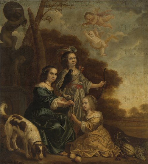 Portrait of Geertruyt, Margriet and Anna Delff, the Artist's Daughters, Portrait of three Little Girls in a Landscape, Jacob Willemsz. Delff, II, 1660