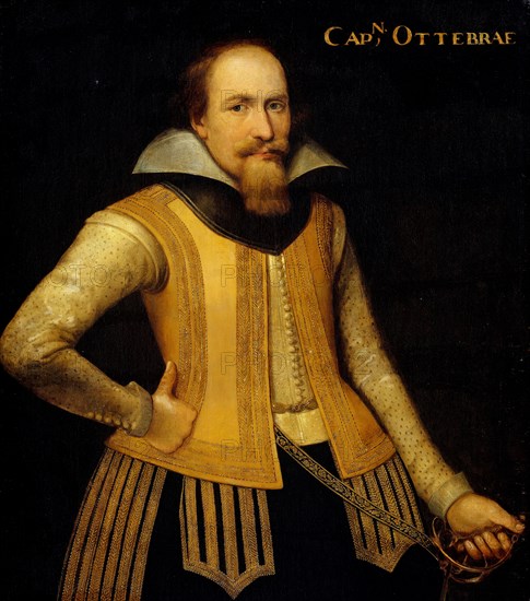 Portrait of Otto Brahe, Captain of a Company of Danes to Repartition Zealand, Entered Service of Brandenburg in 1610, Anonymous, c. 1605 - c. 1610