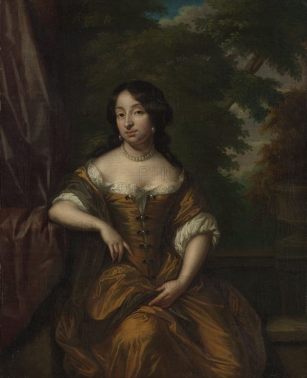 Portrait of Anna Maria Hoeufft 91646-1715, wife of Jan Boudaen Courten, Philip van Dijk, 1690 - 1753
