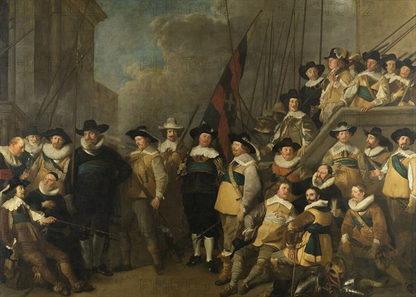 Officers and other Marksmen of the V District in Amsterdam Led by Captain Cornelis de Graeff and Lieutenant Hendrick Lauwrensz, Arquebusiers' Civic Guard Company, Jacob Adriaensz. Backer, 1642