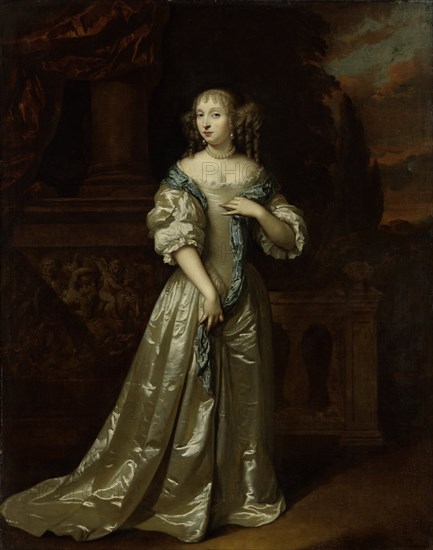 Portrait of Lady Philippina Staunton, wife of Roelof van Arkel, lord of Burgst, Caspar Netscher, 1668