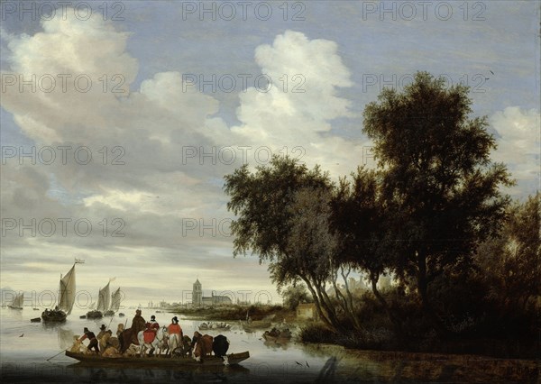 River Landscape with Ferry, Salomon van Ruysdael, 1649