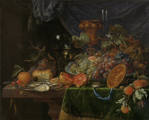 Still Life with Fruit and Oysters, Abraham Mignon, 1660 - 1679