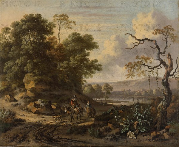 Landscape with a Man Riding a Donkey, Jan Wijnants, 1655 - 1684