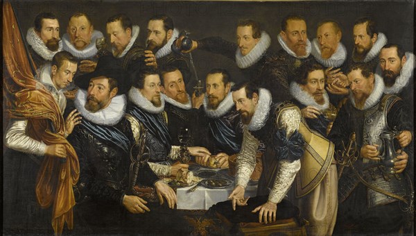 Officers and other civic guardsmen of the XIth District of Amsterdam, under the command of Captain Geurt Dircksz van Beuningen and Lieutenant Pieter Martensz Hoeffijser, Jan Tengnagel, 1613