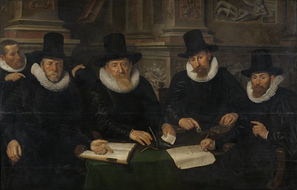 Four Regents and the â€òHouse Fatherâ€ô of the Amsterdam Lepersâ€ô Asylum, Werner van den Valckert, 1624