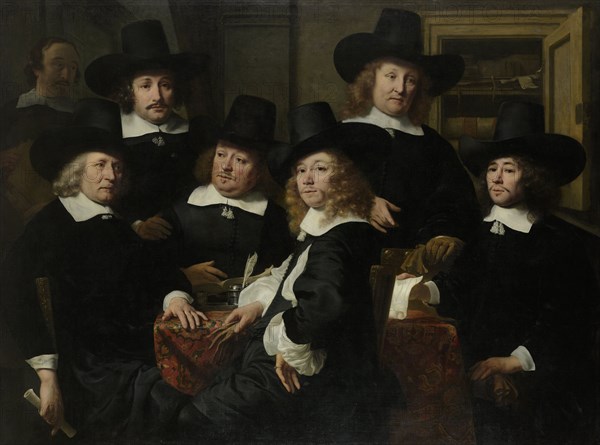 Six Regents with the Porter of the Nieuwe Zijds Huiszittenhuis in Amsterdam, 1657, The Netherlands, Ferdinand Bol, 1657