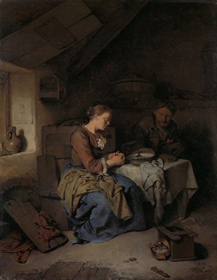 Saying Grace, Cornelis Pietersz. Bega, 1663