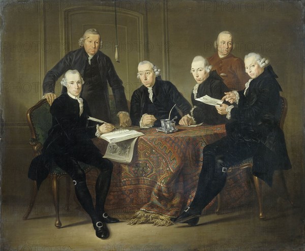 The Four Regents, the Secretary and the House Father of the Lepers' House of Amsterdam, 1773, Jacobus Luberti Augustini, 1773