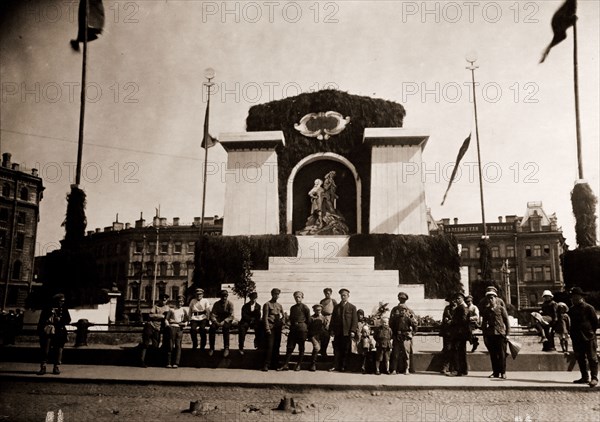 Front door of Smolny Institute, Petrograd, Saint Petersburg, July 1920, Russia, History of the Russian Revolution