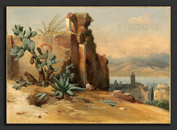 Jean-Charles-Joseph Rémond (French, 1795 - 1875), Ancient Ruins near Messina, Sicily, 1842, oil on paper on canvas