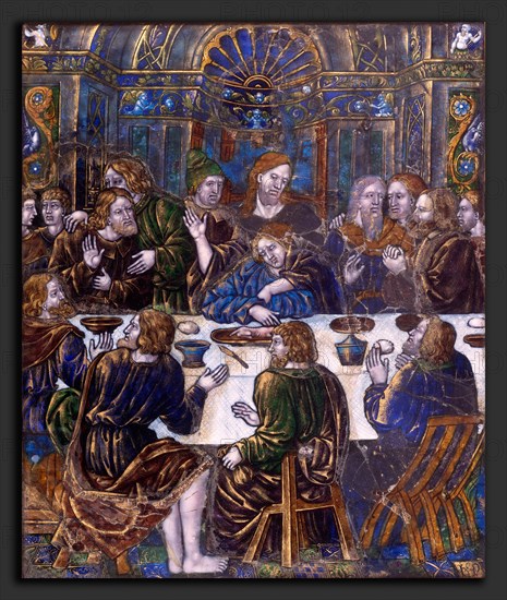 Jean Penicaud I, Plaque with the Last Supper, French, c. 1480 - after 1541, c. 1530, enamel painted on copper